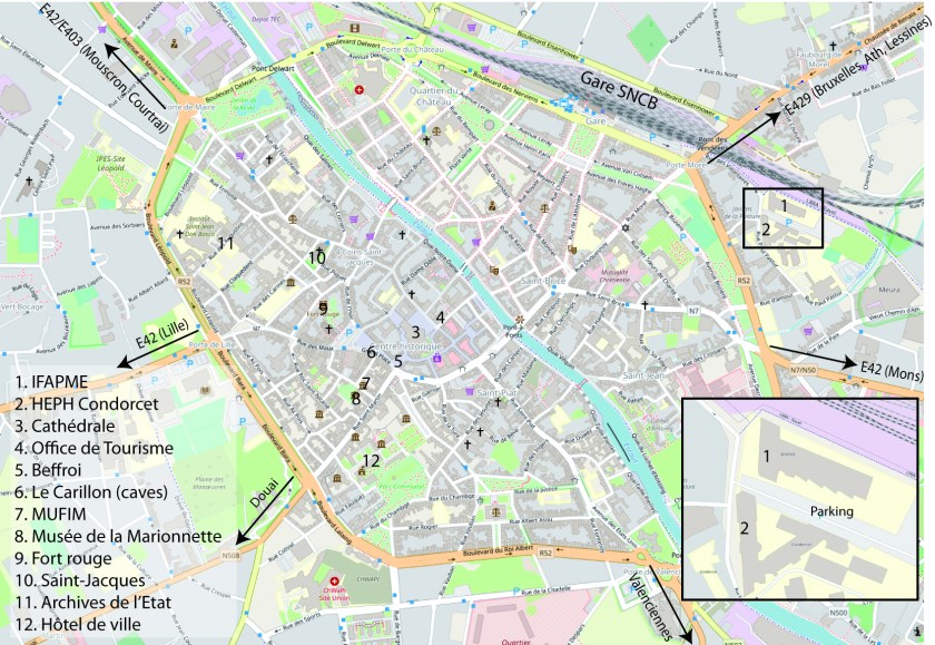 Plan de Tournai lieux du Congrès 2
